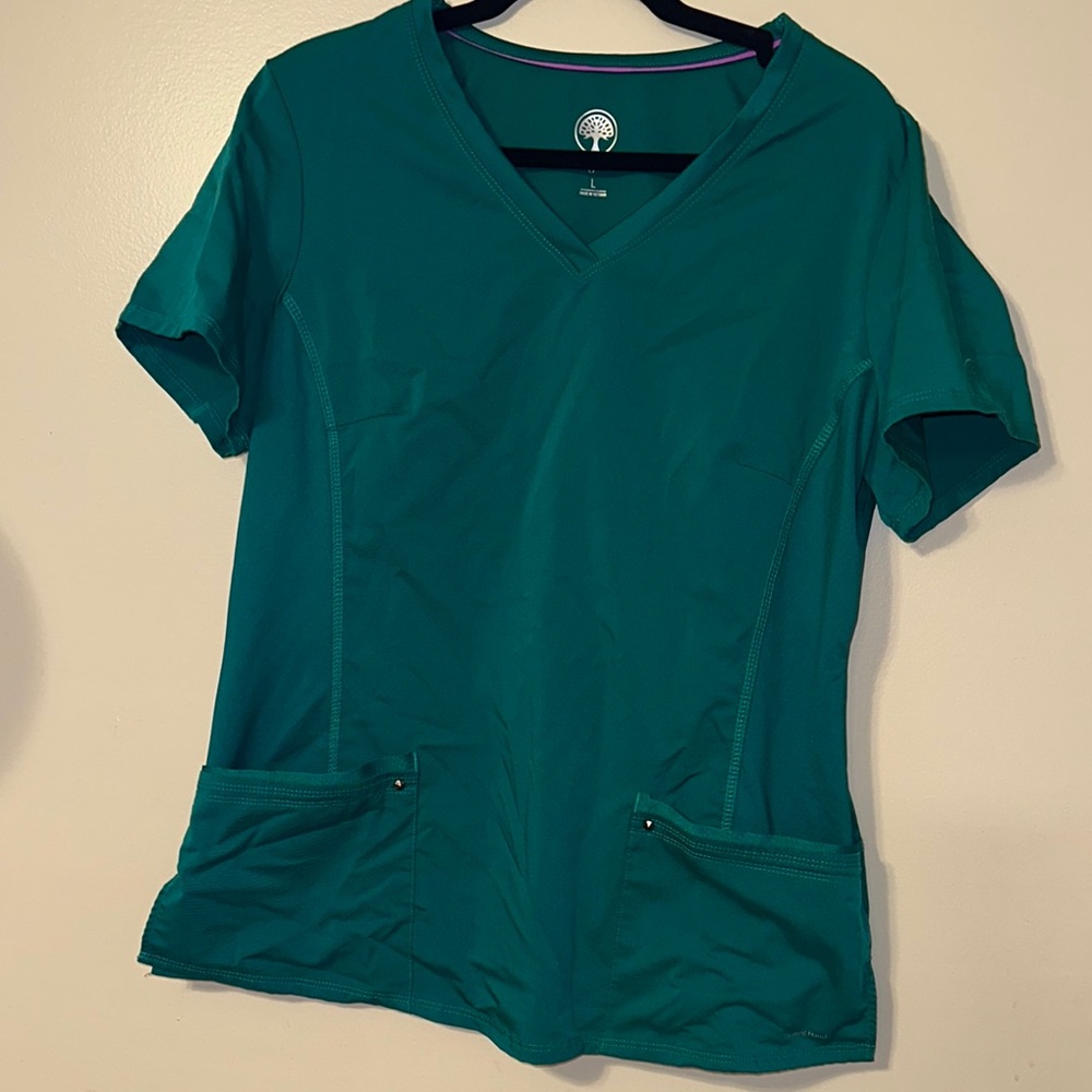 Hunter Green Healing Hands V-Neck Women's Top